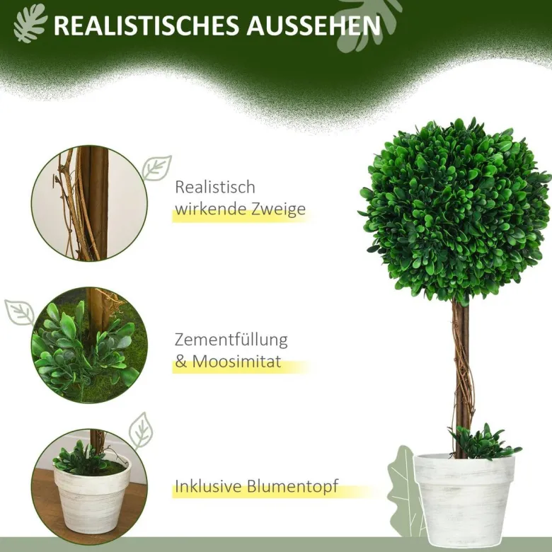 HOMCOM Kunstpflanze grün Polyethylen B/H/L: ca. 28x28x60 cm