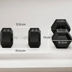 HOMCOM Kurzhantel schwarz Gummi B/H/L: ca. 16,2x34,6x16,2 cm