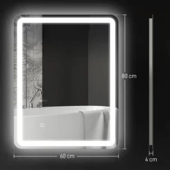 HOMCOM LED-Bad-Spiegel silber B/H/L: ca. 60x4x80 cm