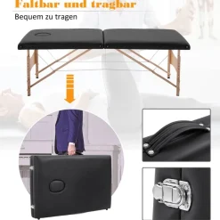 HOMCOM Massageliege schwarz Holz B/H/L: ca. 60x186x58 cm