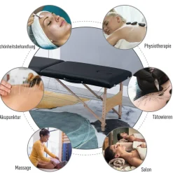 HOMCOM Massageliege schwarz Holz B/H/L: ca. 60x186x58 cm
