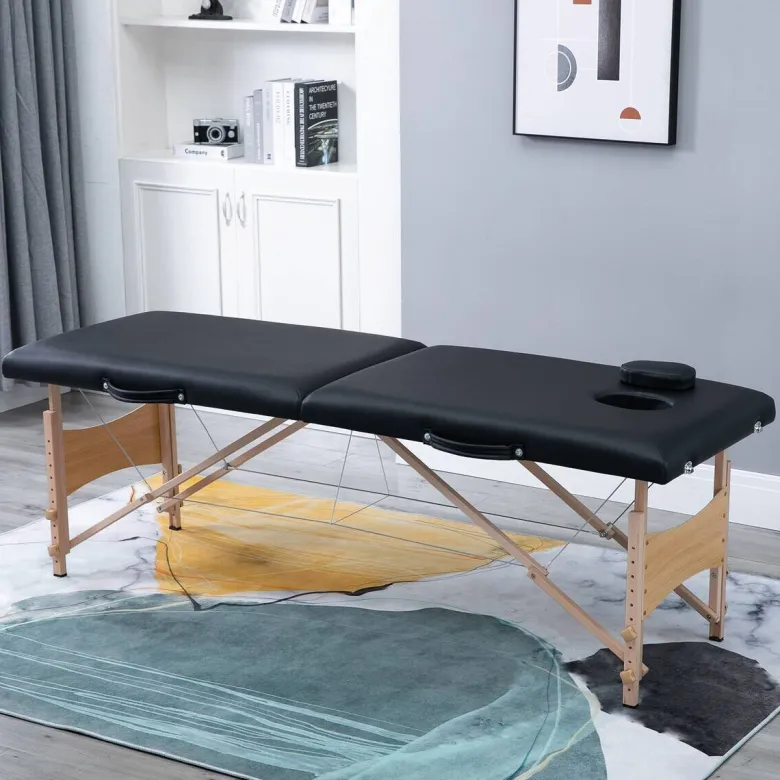 HOMCOM Massageliege schwarz Holz B/H/L: ca. 60x186x58 cm