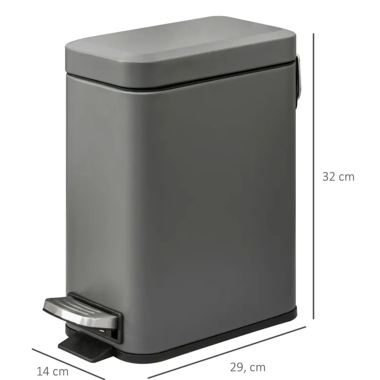 HOMCOM Mülleimer grau B/H/L: ca. 14x29,2x32 cm