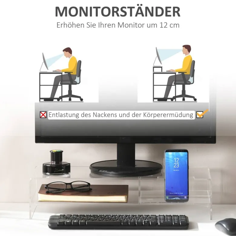 HOMCOM Monitorständer transparent