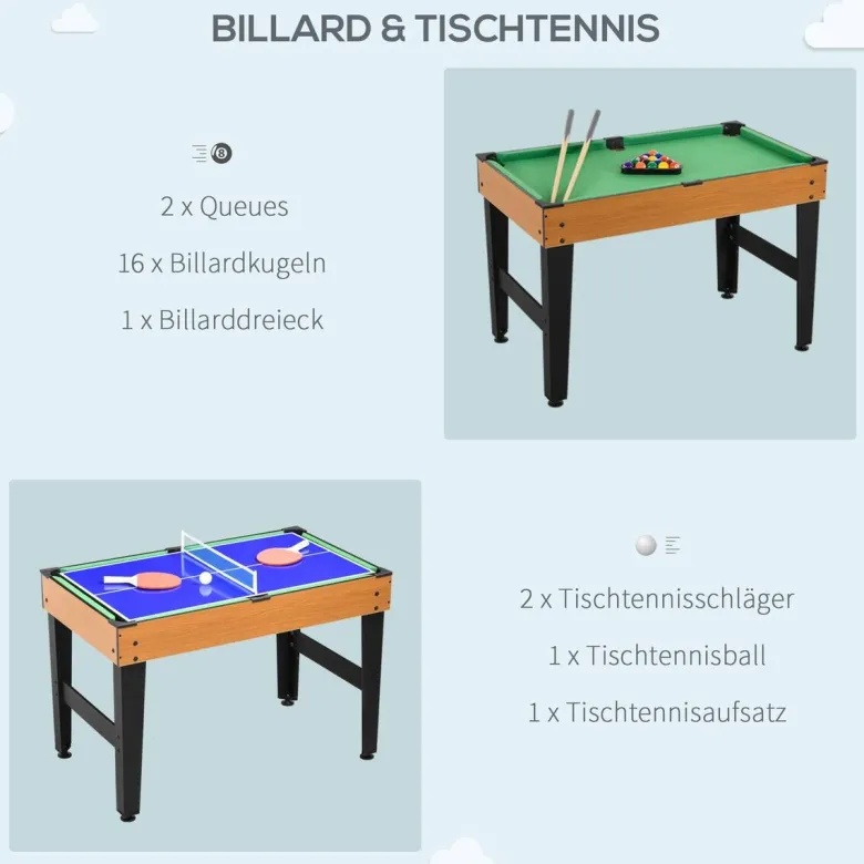 HOMCOM Multigame Spieltisch B/H/L: ca. 61x84,5x107 cm