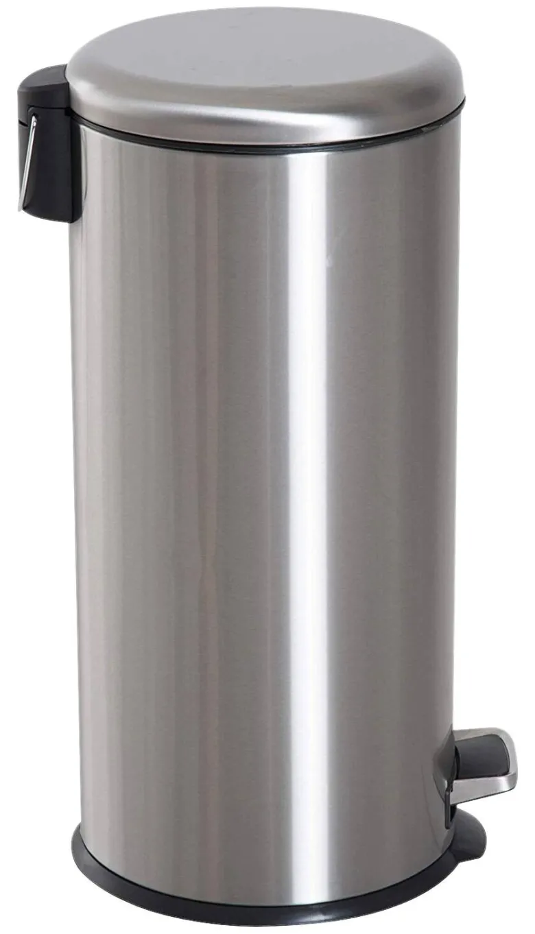 HOMCOM Pedal-Mülleimer silber H/D: ca. 62,9x29,2 cm