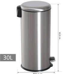 HOMCOM Pedal-Mülleimer silber H/D: ca. 62,9x29,2 cm