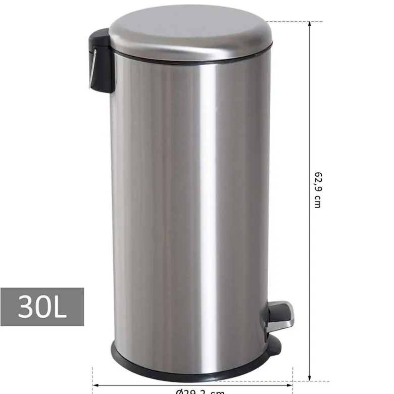 HOMCOM Pedal-Mülleimer silber H/D: ca. 62,9x29,2 cm