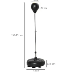 HOMCOM Punchingball Set schwarz Kunstleder B/H/L: ca. 45x151x45 cm