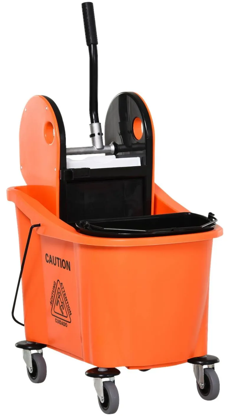 HOMCOM Putzwagen schwarz Kunststoff B/H/T: ca. 54x91,5x41 cm