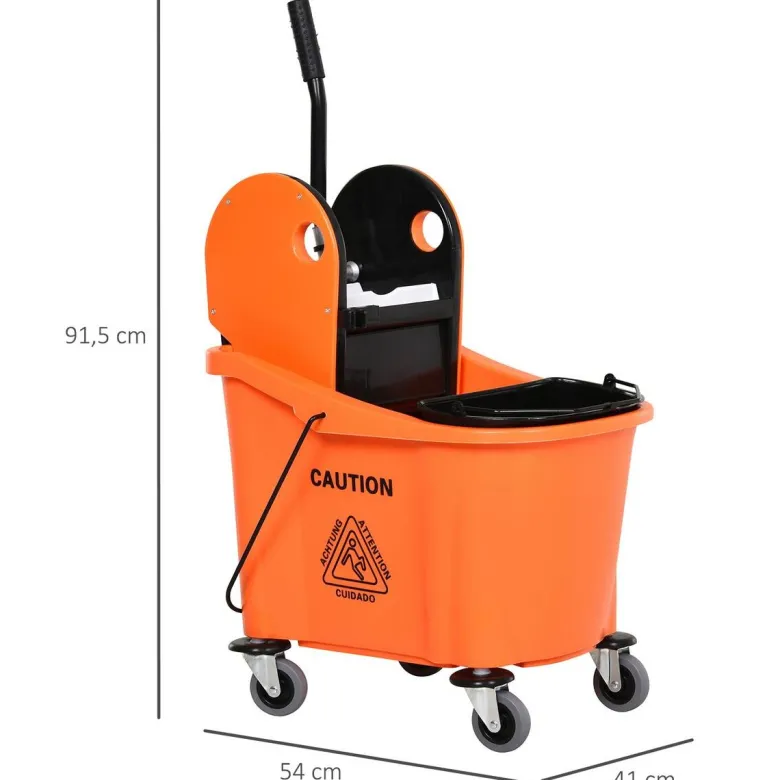 HOMCOM Putzwagen schwarz Kunststoff B/H/T: ca. 54x91,5x41 cm