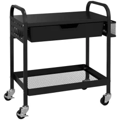 HOMCOM Rollwagen schwarz Edelstahl B/H/L: ca. 32,6x61x58,5 cm