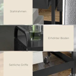 HOMCOM Rollwagen schwarz Edelstahl B/H/L: ca. 32,6x61x58,5 cm