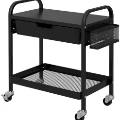 HOMCOM Rollwagen schwarz Edelstahl B/H/L: ca. 32,6x61x58,5 cm