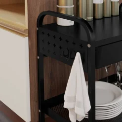 HOMCOM Rollwagen schwarz Edelstahl B/H/L: ca. 32,6x61x58,5 cm