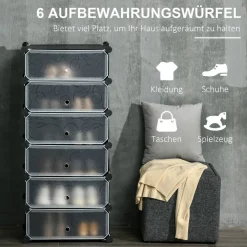 HOMCOM Schuhregal schwarz Polypropylen B/H/L: ca. 36,5x49x108 cm