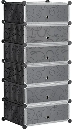 HOMCOM Schuhregal schwarz Polypropylen B/H/L: ca. 36,5x49x108 cm