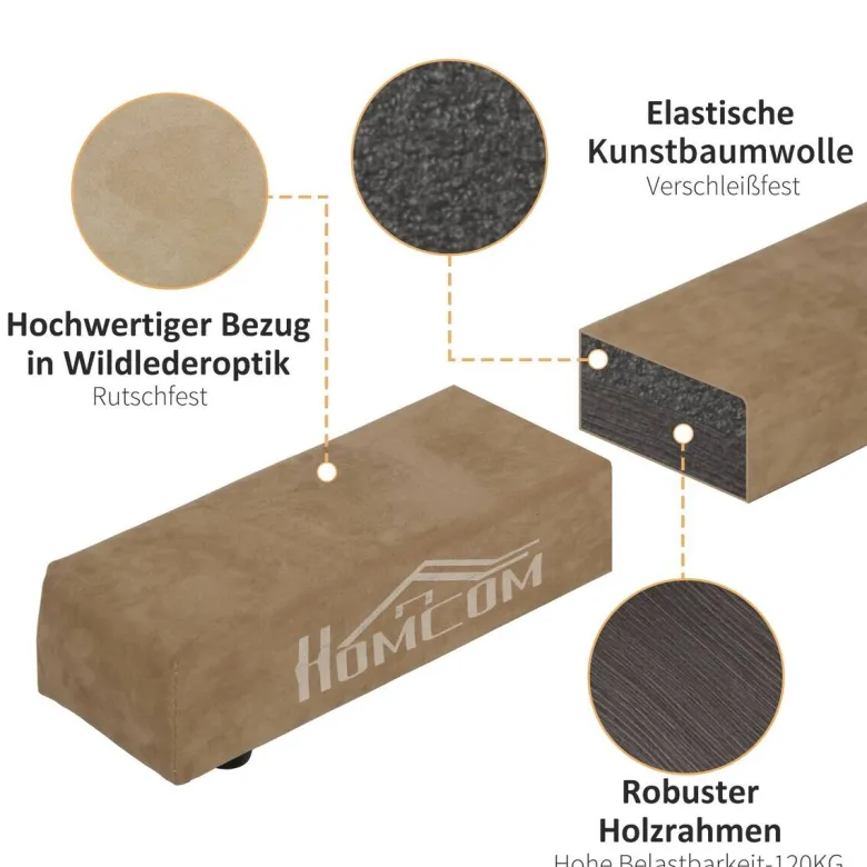 HOMCOM Schwebebalken braun Polyester B/H/L: ca. 10x6,5x210 cm