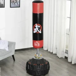 HOMCOM Standboxsack schwarz Kunstleder H/D: ca. 180x60 cm