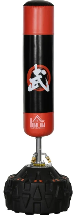 HOMCOM Standboxsack schwarz Kunstleder H/D: ca. 180x60 cm