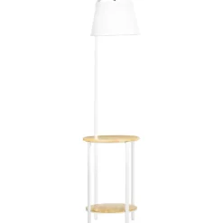 HOMCOM Stehlampe cremeweiß Stahl Polyester Bambus B/H/T: ca. 39,5x162x43 cm