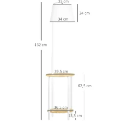 HOMCOM Stehlampe cremeweiß Stahl Polyester Bambus B/H/T: ca. 39,5x162x43 cm