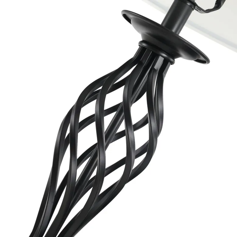 HOMCOM Stehlampe inkl. 2 Tischleuchten B31-179 schwarz weiß Metall Polyester-Mischgewebe Stoff B/H/L: ca. 38x158x38 cm E27 3 Brennstellen