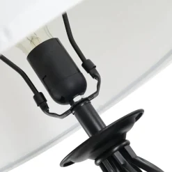 HOMCOM Stehlampe inkl. 2 Tischleuchten B31-179 schwarz weiß Metall Polyester-Mischgewebe Stoff B/H/L: ca. 38x158x38 cm E27 3 Brennstellen
