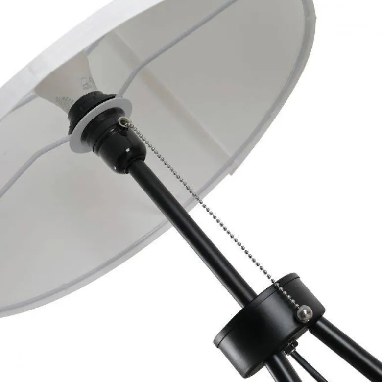 HOMCOM Stehlampe schwarz weiß Metall Polyester-Mischgewebe Stoff B/H/L: ca. 37x152x37 cm E27 1 Brennstellen