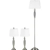 HOMCOM Stehlampe silber weiß Stahl Leinen B/H/T: ca. 38x162x38 cm