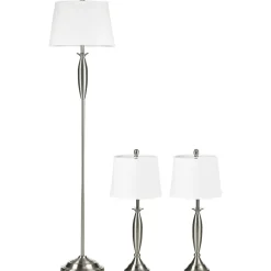 HOMCOM Stehlampe silber weiß Stahl Leinen B/H/T: ca. 38x162x38 cm