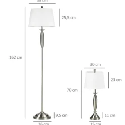 HOMCOM Stehlampe silber weiß Stahl Leinen B/H/T: ca. 38x162x38 cm