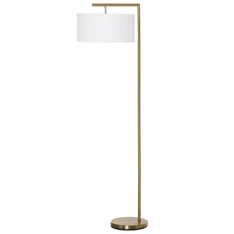 HOMCOM Stehlampe weiß gold Stahl Leinen B/H/T: ca. 37x153x37 cm