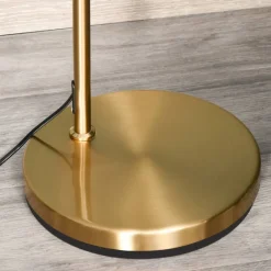 HOMCOM Stehlampe weiß gold Stahl Leinen B/H/T: ca. 37x153x37 cm