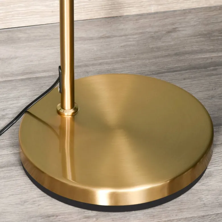 HOMCOM Stehlampe weiß gold Stahl Leinen B/H/T: ca. 37x153x37 cm
