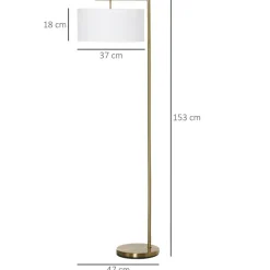 HOMCOM Stehlampe weiß gold Stahl Leinen B/H/T: ca. 37x153x37 cm