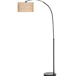 HOMCOM Stehleuchte braun schwarz Metall Marmor B/H/L: ca. 34x175x93 cm E27 1 Brennstellen