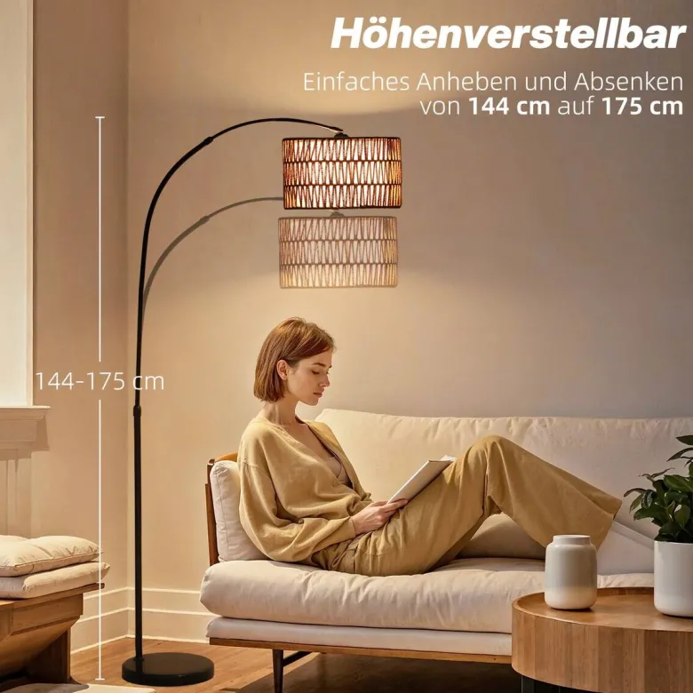 HOMCOM Stehleuchte braun schwarz Metall Marmor B/H/L: ca. 34x175x93 cm E27 1 Brennstellen