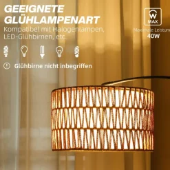 HOMCOM Stehleuchte braun schwarz Metall Marmor B/H/L: ca. 34x175x93 cm E27 1 Brennstellen