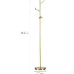 HOMCOM Stehleuchte gold Glas Metall B/H/L: ca. 27x169x27 cm E27 3 Brennstellen