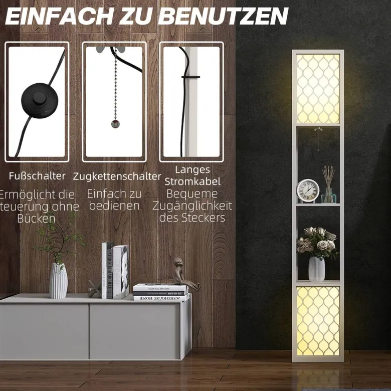 HOMCOM Stehleuchte grau MDF Kunststoff B/H/L: ca. 26x156x26 cm E27 2 Brennstellen