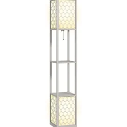 HOMCOM Stehleuchte grau MDF Kunststoff B/H/L: ca. 26x156x26 cm E27 2 Brennstellen