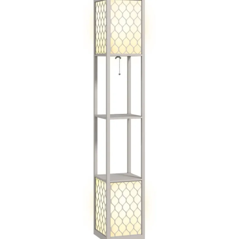 HOMCOM Stehleuchte grau MDF Kunststoff B/H/L: ca. 26x156x26 cm E27 2 Brennstellen