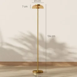 HOMCOM Stehleuchte messing Glas Metall B/H/L: ca. 25x134x25 cm
