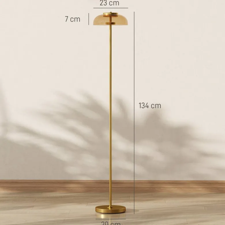 HOMCOM Stehleuchte messing Glas Metall B/H/L: ca. 25x134x25 cm