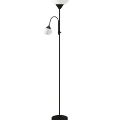 HOMCOM Stehleuchte schwarz Metall Kunststoff B/H/L: ca. 28x179,5x28 cm E27 2 Brennstellen