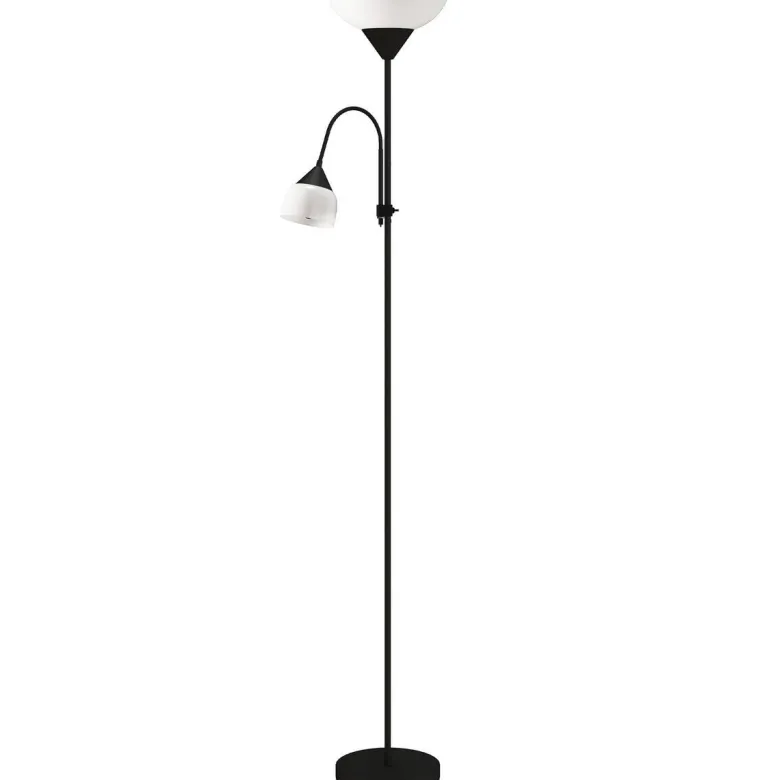 HOMCOM Stehleuchte schwarz Metall Kunststoff B/H/L: ca. 28x179,5x28 cm E27 2 Brennstellen
