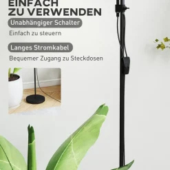 HOMCOM Stehleuchte schwarz Metall Kunststoff B/H/L: ca. 28x179,5x28 cm E27 2 Brennstellen