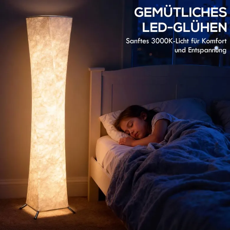 HOMCOM Stehleuchte silber weiß Kunststoff Stahl B/H/L: ca. 25x129x25 cm
