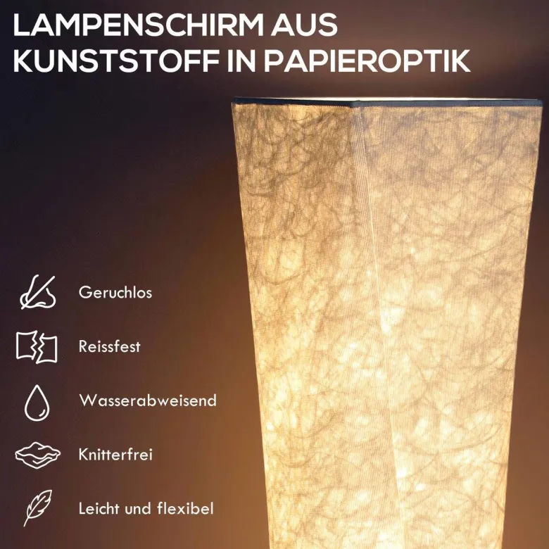 HOMCOM Stehleuchte silber weiß Kunststoff Stahl B/H/L: ca. 25x129x25 cm